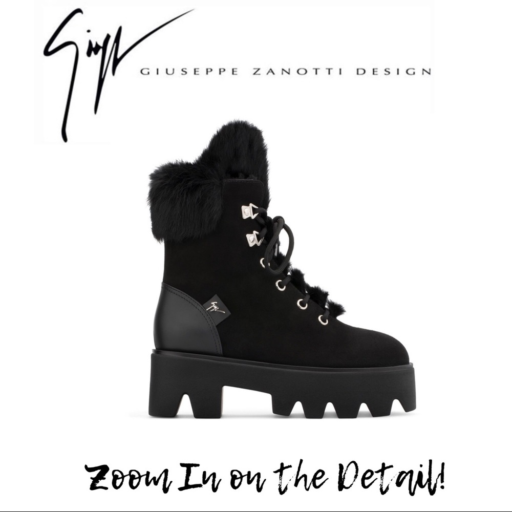 GIUSEPPE ZANOTTI Black Real Fur-Lined Boots - NEW
